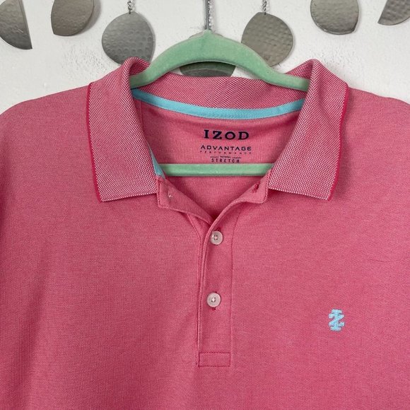 Izod Men's Sz XL Tall Pink Short Sleeve Polo Casual Work Career Wear - Picture 2 of 8